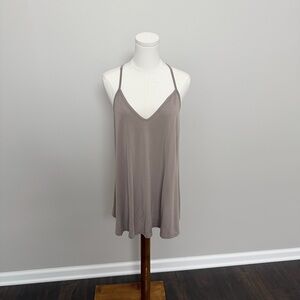 Ee:some Tank Top Halter Swing Relaxed Beach Lounge Travel Taupe Beige Neutral